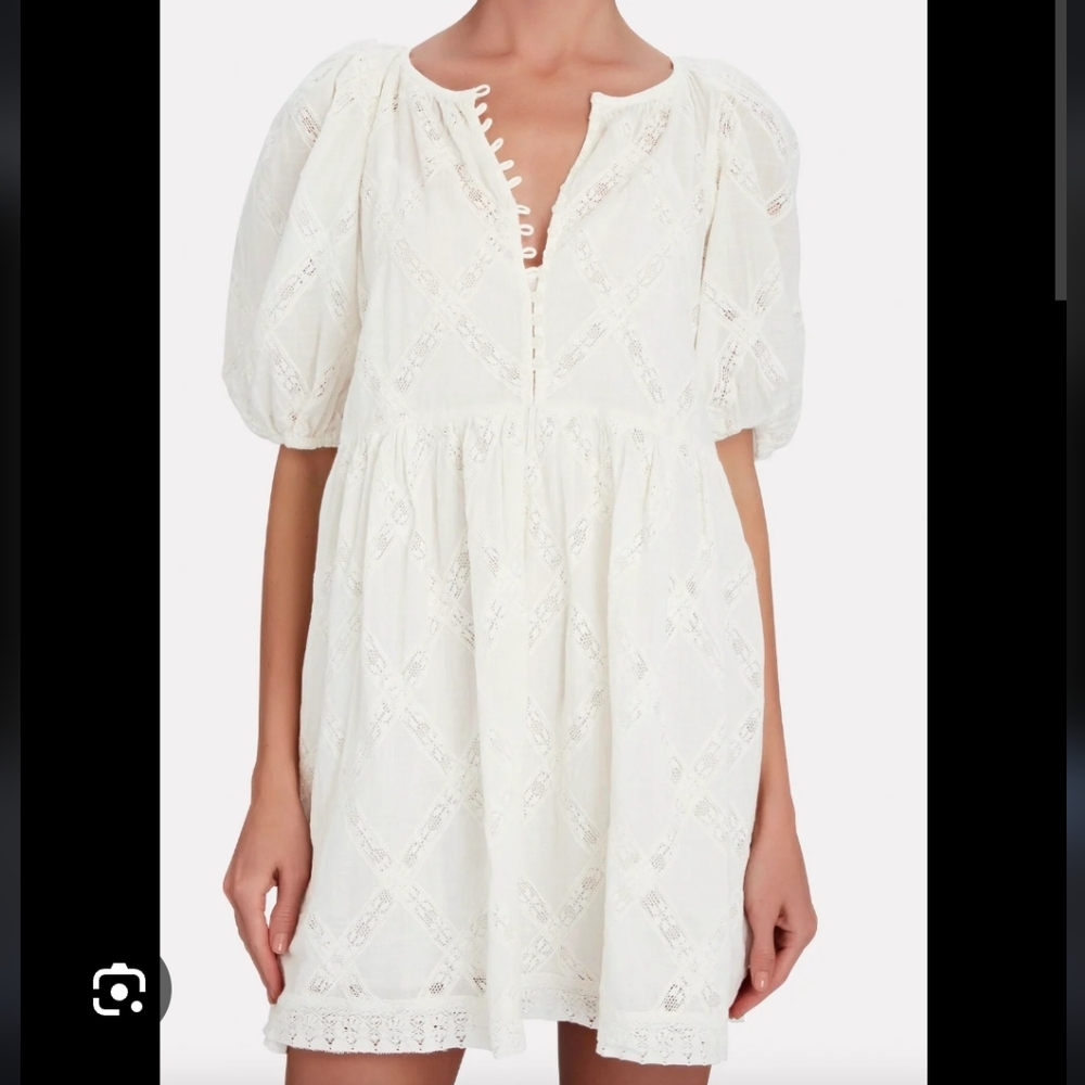 The Great. The Pathway Dress white & Broderie Anglaise Cotton Shorts off-white